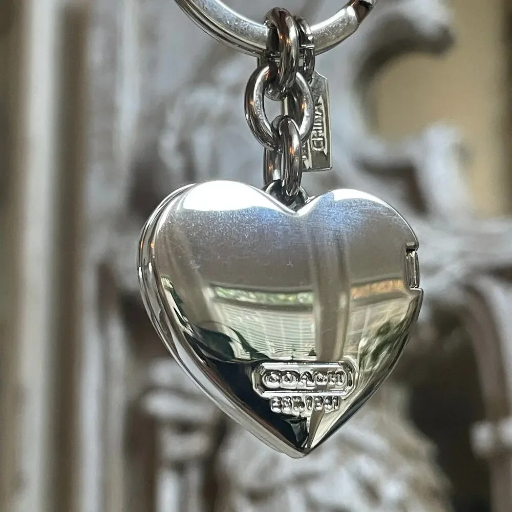 Rare Coach Turquoise Heart Photo Locket | Signature C Keychain Bag Charm Y2K